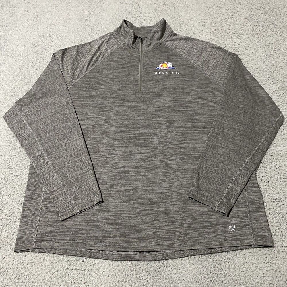 Colorado Rockies Shirt 47 Brand Mens XL Gray 1/4 Zip Pullover Long Sleeve Active